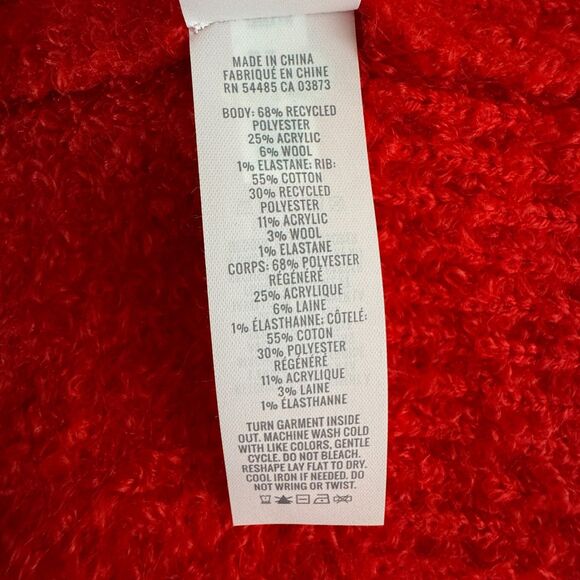 NEW Aerie Fuzzy Plush Teddy Oversized V-Neck Sweater Red Women's Size XS - Picture 6 of 11